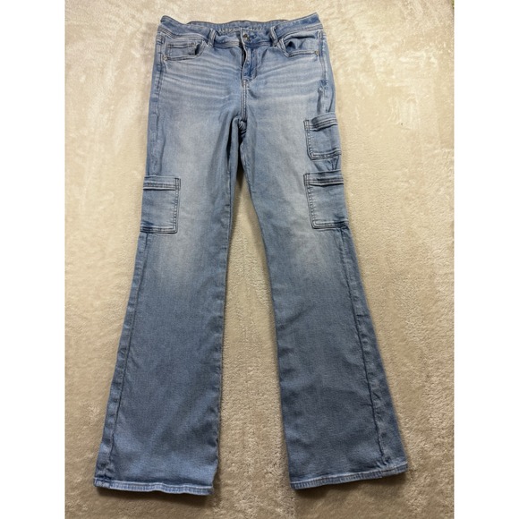 American Eagle Denim - American Eagle Womens Kick Boot Cargo Stretch Light Jeans 10 Meas: 31x31.5
